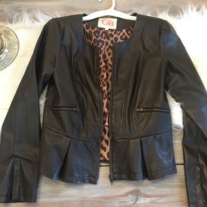 Gianni Binni Faux Leather Crop Jacket